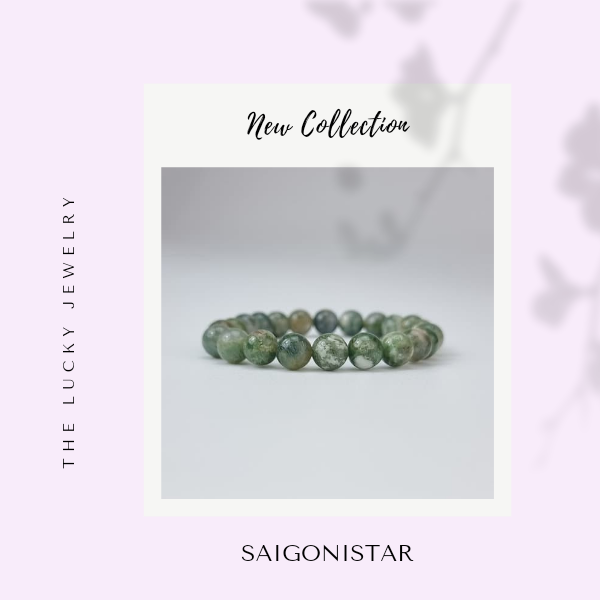 2109275 Trang sức phong thủy hộ mệnh vòng tay đá Thạch tủy Chalcedony thiên nhiên Saigonistar