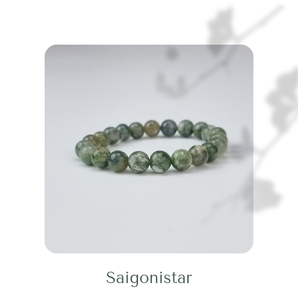 2109275 Trang sức phong thủy hộ mệnh vòng tay đá Thạch tủy Chalcedony thiên nhiên Saigonistar