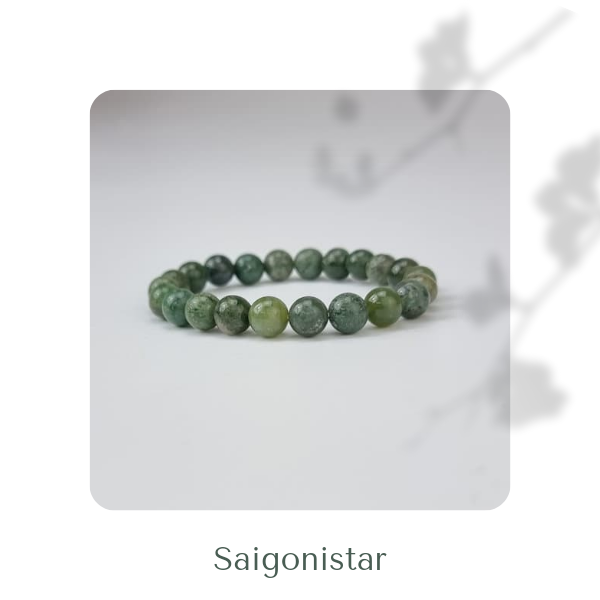 2109277 Trang sức phong thủy hộ mệnh vòng tay đá Thạch tủy Chalcedony thiên nhiên Saigonistar