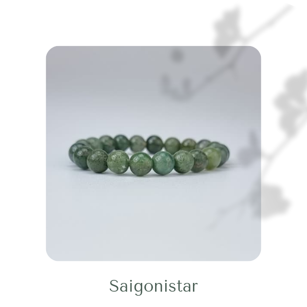 2109277 Trang sức phong thủy hộ mệnh vòng tay đá Thạch tủy Chalcedony thiên nhiên Saigonistar