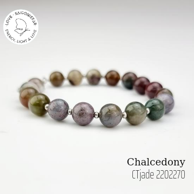 2202270 - Vòng tay đá phong thủy hộ mệnh chuỗi bình an may mắn, 100% đá Chalcedony thiên nhiên, Saigonistar