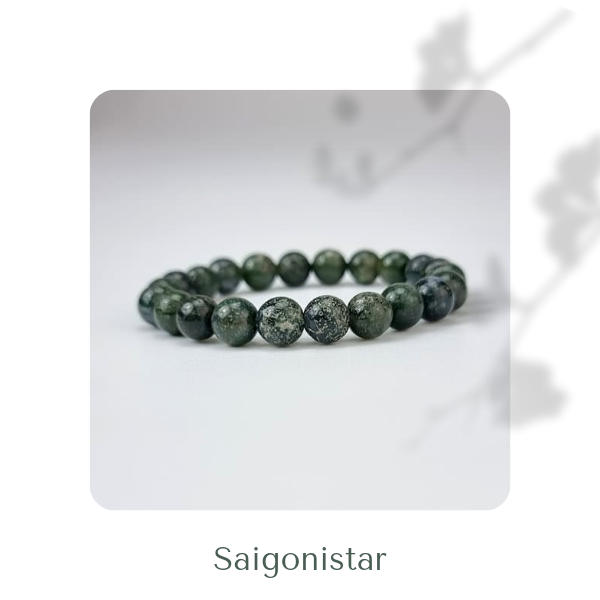 2109279 Trang sức phong thủy hộ mệnh vòng tay đá Thạch tủy Chalcedony thiên nhiên Saigonistar