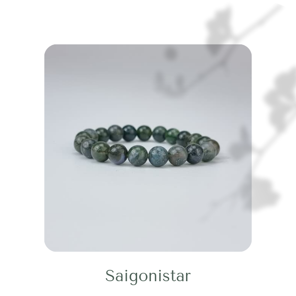 2109273 Trang sức phong thủy hộ mệnh vòng tay đá Thạch tủy Chalcedony thiên nhiên Saigonistar