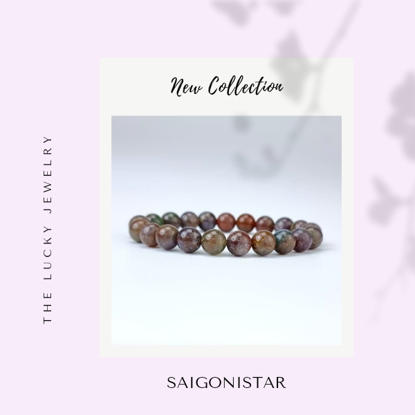 2109269 Trang sức phong thủy hộ mệnh vòng tay đá Thạch tủy Chalcedony thiên nhiên Saigonistar