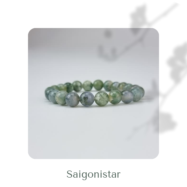 2109271 Trang sức phong thủy hộ mệnh vòng tay đá Thạch tủy Chalcedony thiên nhiên Saigonistar