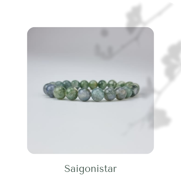 2109271 Trang sức phong thủy hộ mệnh vòng tay đá Thạch tủy Chalcedony thiên nhiên Saigonistar