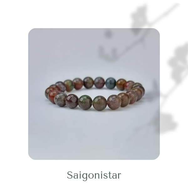 2109269 Trang sức phong thủy hộ mệnh vòng tay đá Thạch tủy Chalcedony thiên nhiên Saigonistar