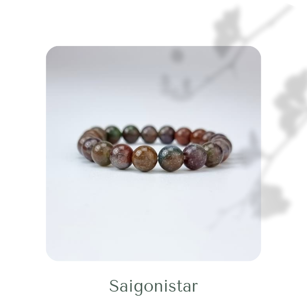 2109269 Trang sức phong thủy hộ mệnh vòng tay đá Thạch tủy Chalcedony thiên nhiên Saigonistar