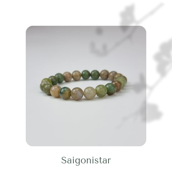 2109270 Trang sức phong thủy hộ mệnh vòng tay đá Thạch tủy Chalcedony thiên nhiên Saigonistar