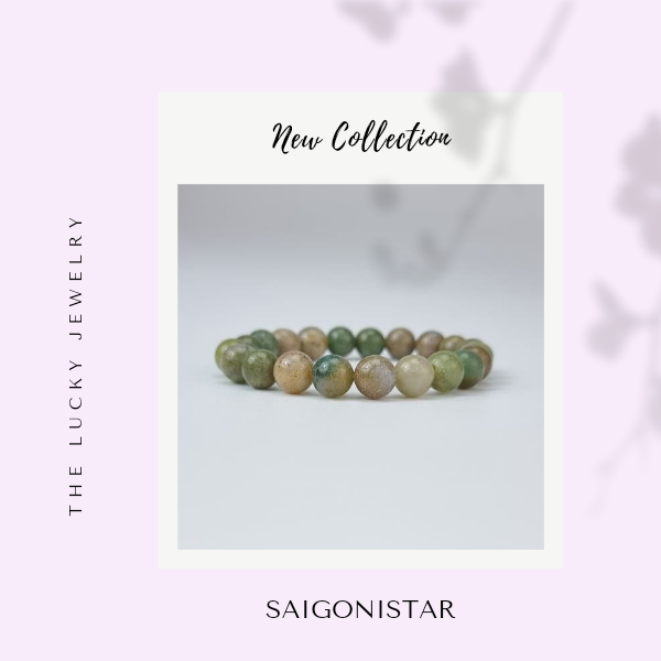 2109270 Trang sức phong thủy hộ mệnh vòng tay đá Thạch tủy Chalcedony thiên nhiên Saigonistar