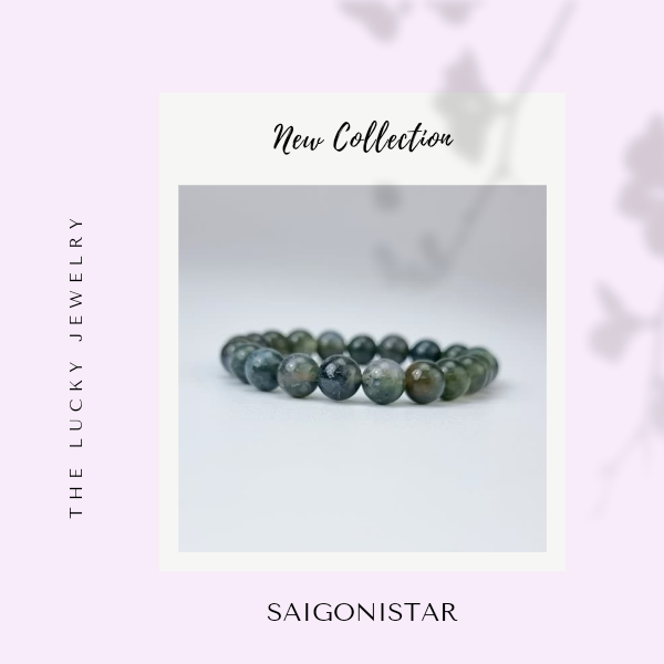 2109273 Trang sức phong thủy hộ mệnh vòng tay đá Thạch tủy Chalcedony thiên nhiên Saigonistar