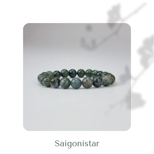 2109273 Trang sức phong thủy hộ mệnh vòng tay đá Thạch tủy Chalcedony thiên nhiên Saigonistar