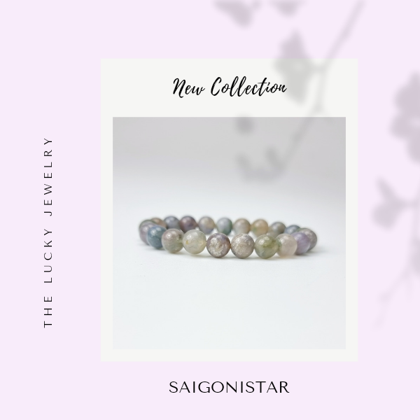 2109263 Trang sức phong thủy hộ mệnh vòng tay đá Thạch tủy Chalcedony thiên nhiên Saigonistar