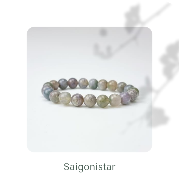 2109263 Trang sức phong thủy hộ mệnh vòng tay đá Thạch tủy Chalcedony thiên nhiên Saigonistar