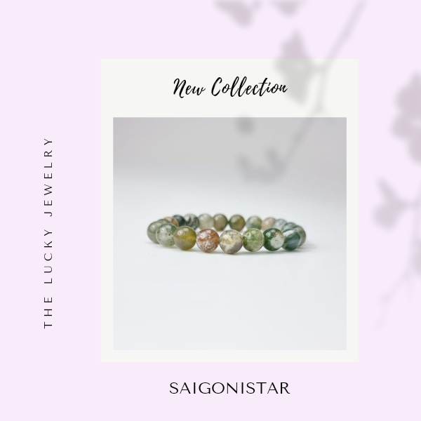 2109265 Trang sức phong thủy hộ mệnh vòng tay đá Thạch tủy Chalcedony thiên nhiên Saigonistar