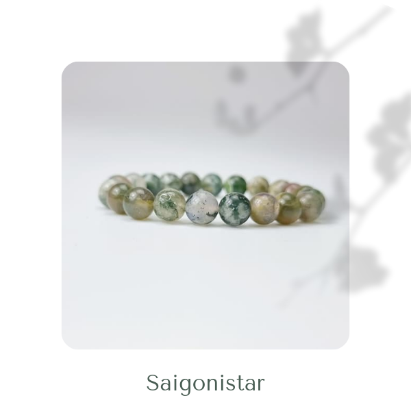 2109265 Trang sức phong thủy hộ mệnh vòng tay đá Thạch tủy Chalcedony thiên nhiên Saigonistar