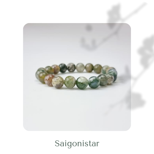 2109265 Trang sức phong thủy hộ mệnh vòng tay đá Thạch tủy Chalcedony thiên nhiên Saigonistar