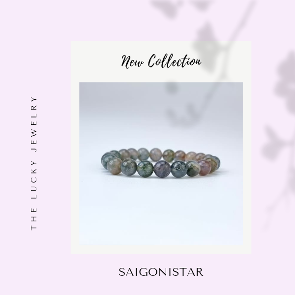 2109266 Trang sức phong thủy hộ mệnh vòng tay đá Thạch tủy Chalcedony thiên nhiên Saigonistar