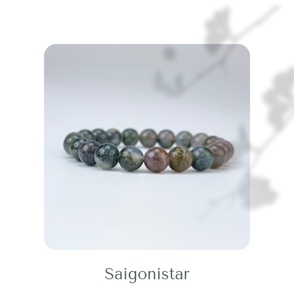 2109266 Trang sức phong thủy hộ mệnh vòng tay đá Thạch tủy Chalcedony thiên nhiên Saigonistar