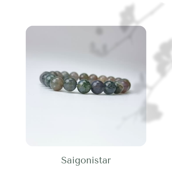 2109266 Trang sức phong thủy hộ mệnh vòng tay đá Thạch tủy Chalcedony thiên nhiên Saigonistar