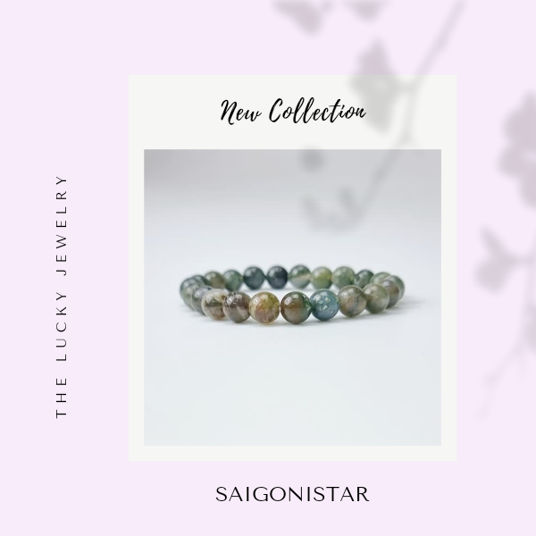 2109264 Trang sức phong thủy hộ mệnh vòng tay đá Thạch tủy Chalcedony thiên nhiên Saigonistar