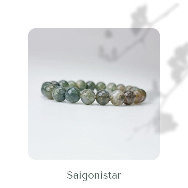 2109264 Trang sức phong thủy hộ mệnh vòng tay đá Thạch tủy Chalcedony thiên nhiên Saigonistar