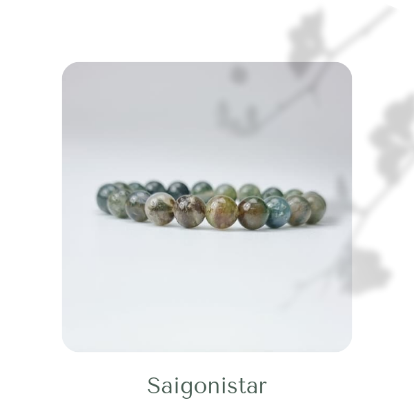 2109264 Trang sức phong thủy hộ mệnh vòng tay đá Thạch tủy Chalcedony thiên nhiên Saigonistar