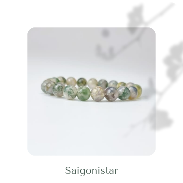 2109262 Trang sức phong thủy hộ mệnh vòng tay đá Thạch tủy Chalcedony thiên nhiên Saigonistar