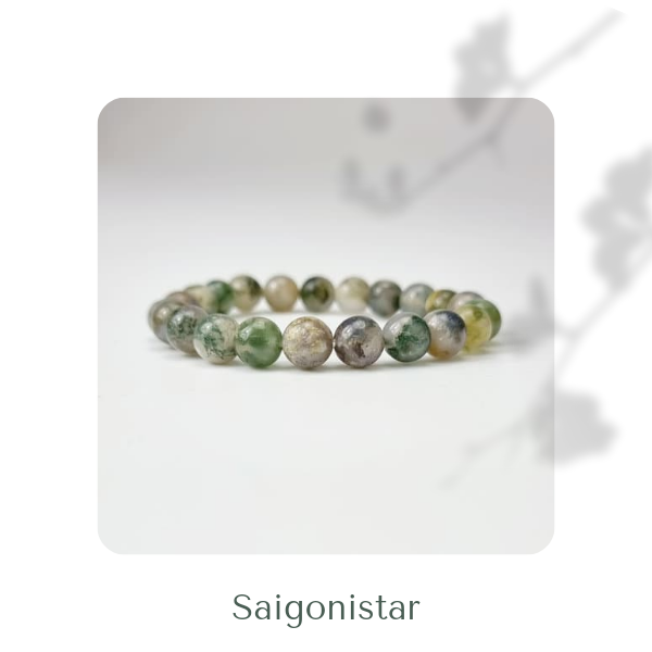 2109262 Trang sức phong thủy hộ mệnh vòng tay đá Thạch tủy Chalcedony thiên nhiên Saigonistar