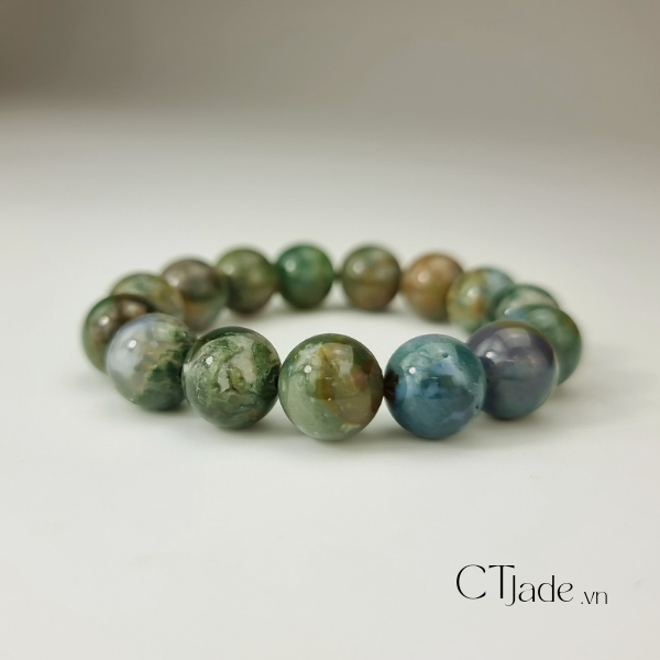 2106264 | Trang Sức Phong Thủy Hộ Mệnh Bình An | Vòng Tay Đá Chalcedony Thiên Nhiên 