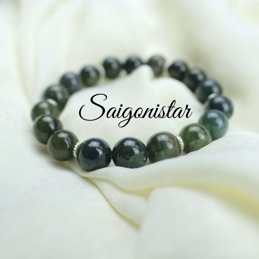 Trang Sức Phong Thủy Hộ Mệnh Bình An AGZ05189 | Vòng Tay Đá Cẩm Thạch + Chalcedony Thiên Nhiên | Saigonistar