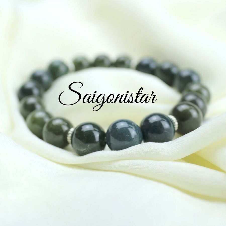 Trang Sức Phong Thủy Hộ Mệnh Bình An AGZ05189 | Vòng Tay Đá Cẩm Thạch + Chalcedony Thiên Nhiên | Saigonistar