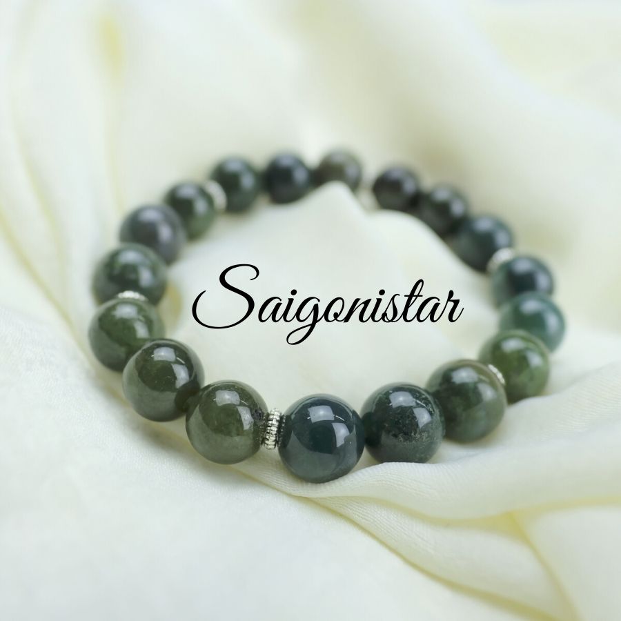 Trang Sức Phong Thủy Hộ Mệnh Bình An AGZ05189 | Vòng Tay Đá Cẩm Thạch + Chalcedony Thiên Nhiên | Saigonistar