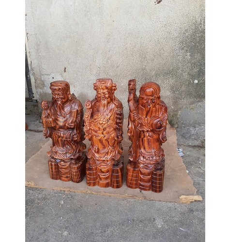 Tượng Phúc Lộc Thọ gỗ trắc cao 35cm