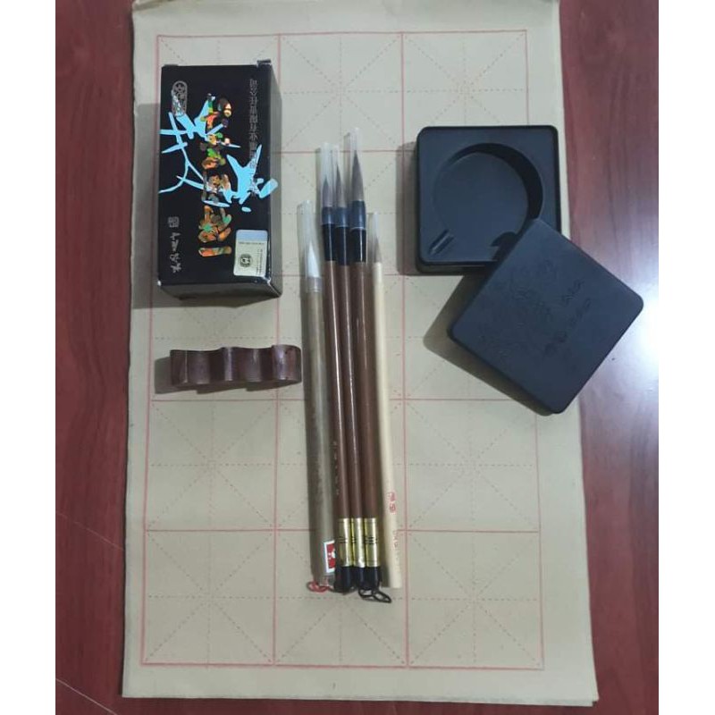 Combo bộ bút, mực, giấy, nghiên