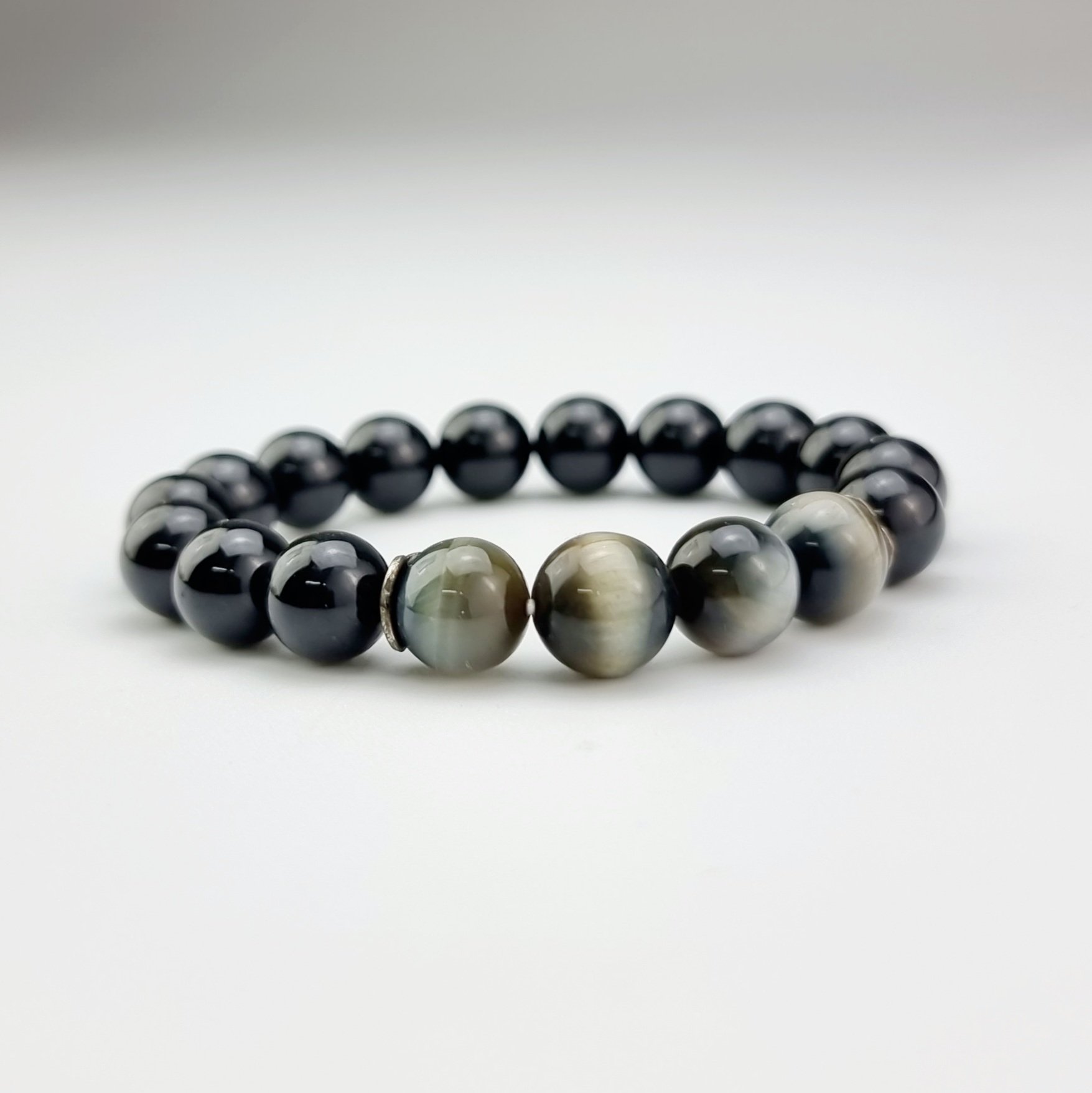 2203300 Chuỗi tay hộ mệnh đá Tourmaline và Mắt Hổ thiên nhiên CTJade