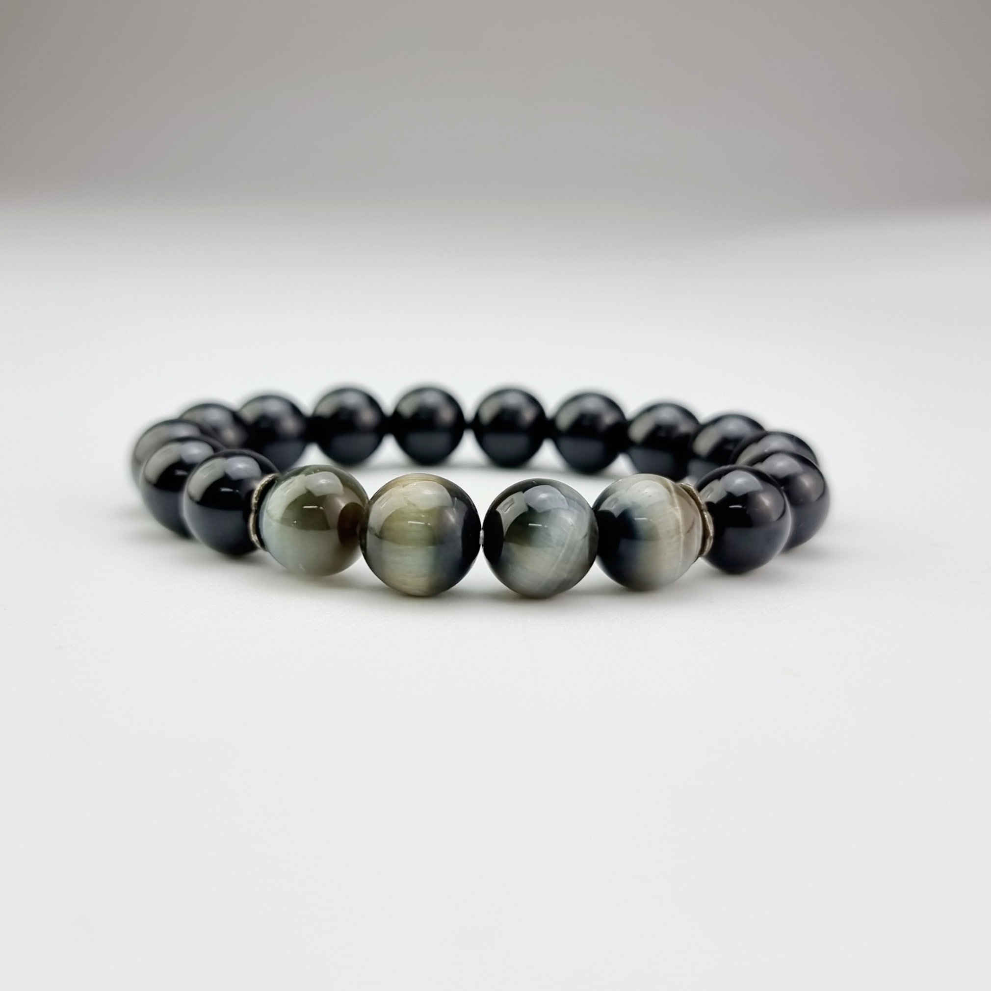 2203300 Chuỗi tay hộ mệnh đá Tourmaline và Mắt Hổ thiên nhiên CTJade