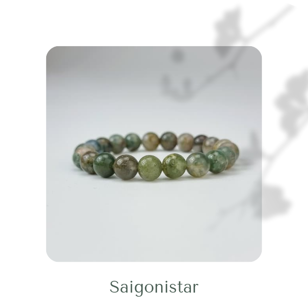 2109267 Trang sức phong thủy hộ mệnh vòng tay đá Thạch tủy Chalcedony thiên nhiên Saigonistar