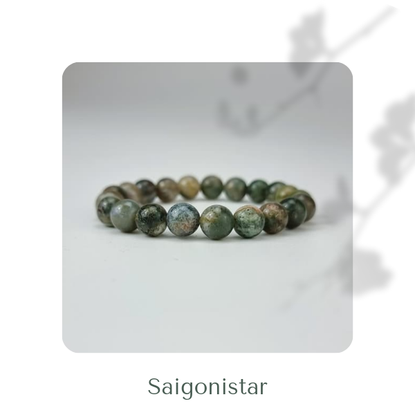 2109267 Trang sức phong thủy hộ mệnh vòng tay đá Thạch tủy Chalcedony thiên nhiên Saigonistar