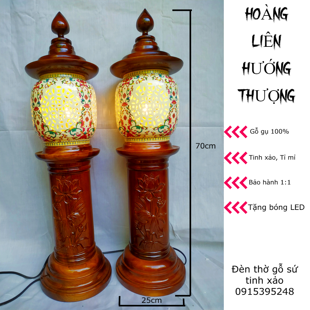 Đôi đèn thờ cao cấp Hoàng Liên Hướng Thượng