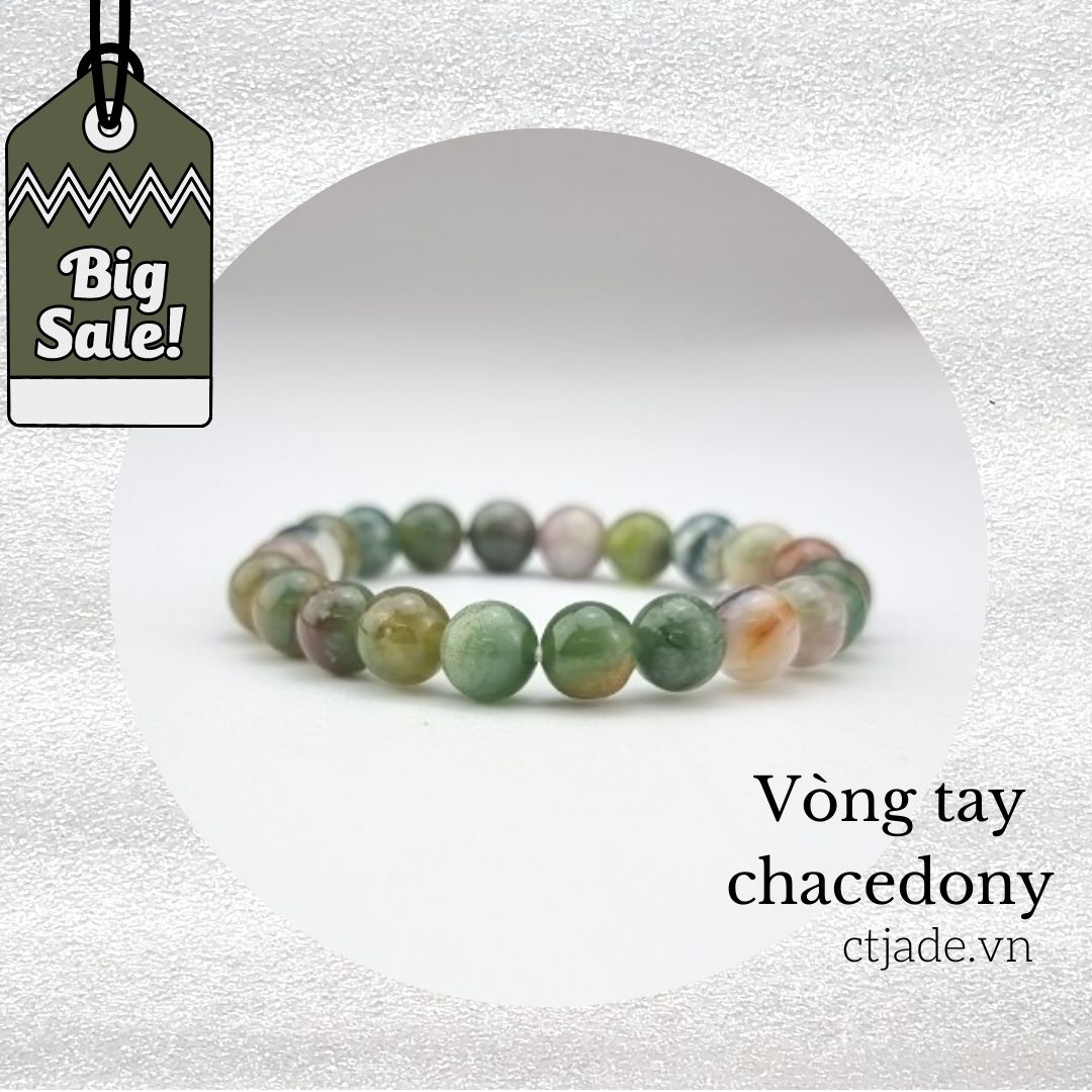 2204181 SALE Vòng tay hộ mệnh vòng tay đá Thạch tủy Chalcedony thiên nhiên Saigonistar	