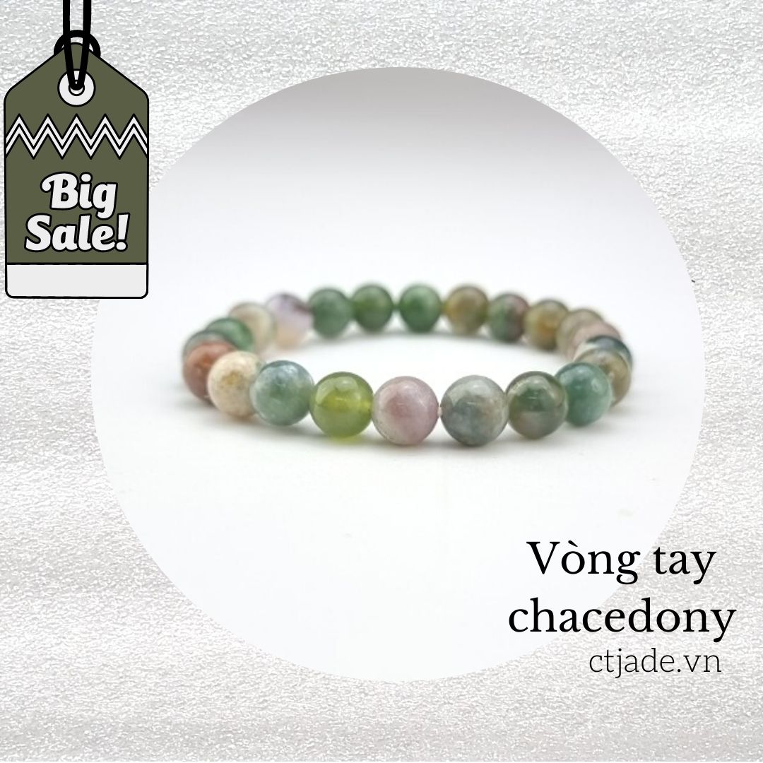 2204181 SALE Vòng tay hộ mệnh vòng tay đá Thạch tủy Chalcedony thiên nhiên Saigonistar	