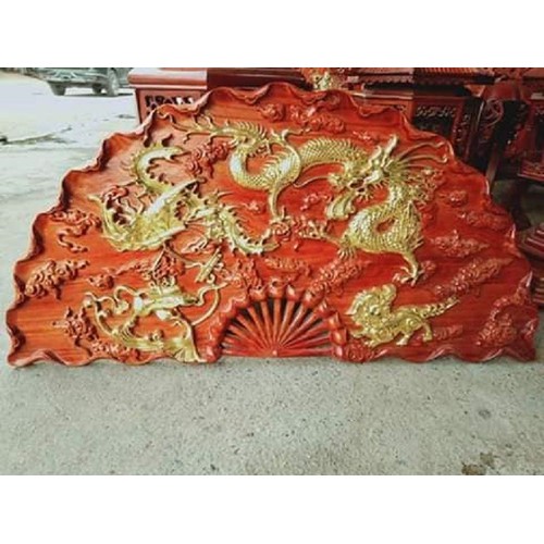 Tranh Quạt Tứ Linh Kích Thước Rộng 1M Cao 50 Dày 4 Cm