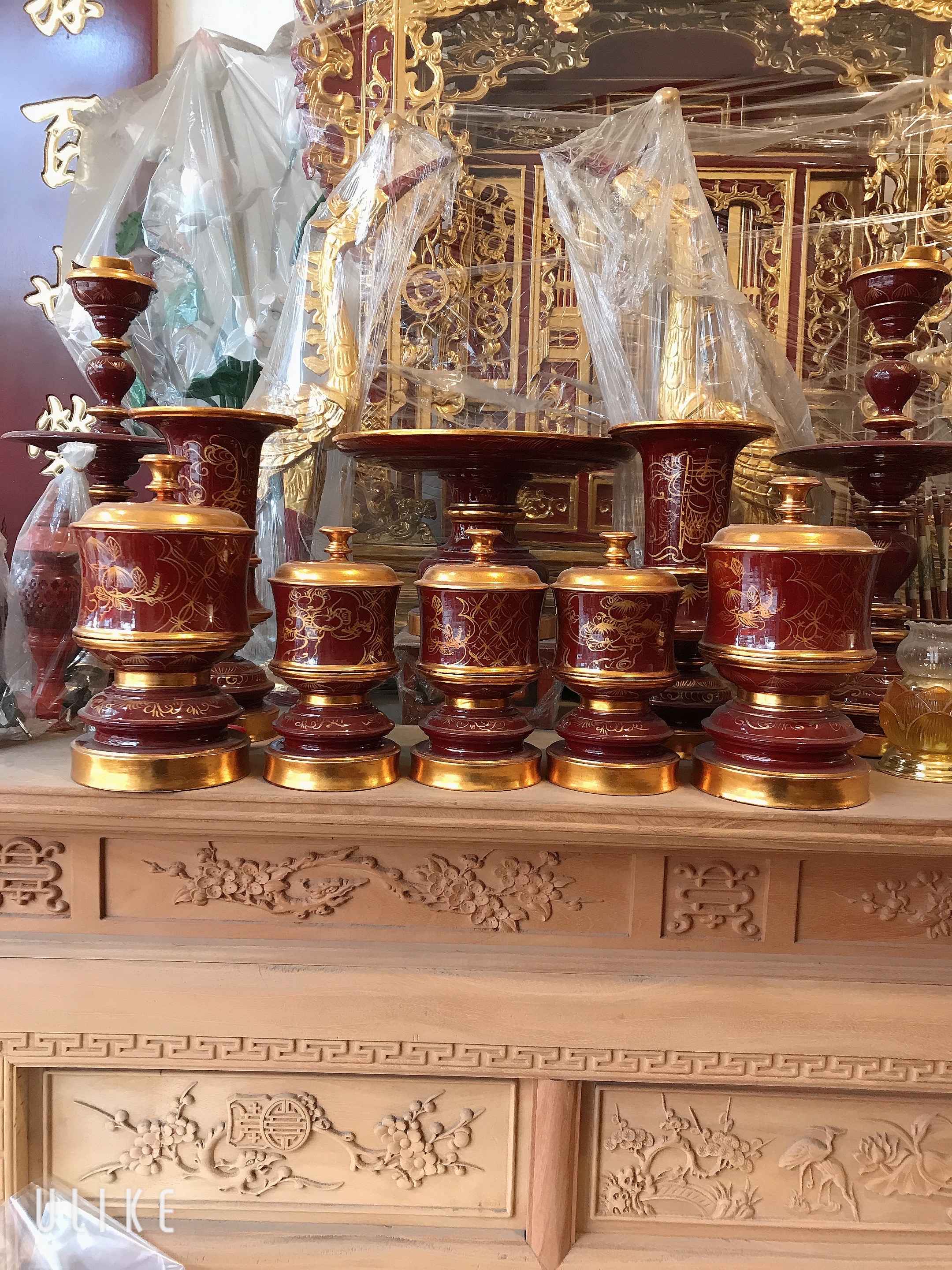 Đài nến gỗ mít Sơn son thiếp vàng 