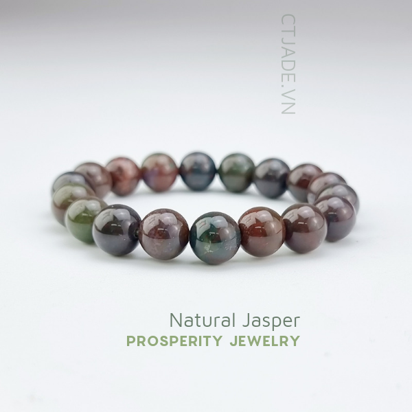 2205067 Chuỗi hạt, vòng tay hộ mệnh đá Jasper thiên nhiên CTjade