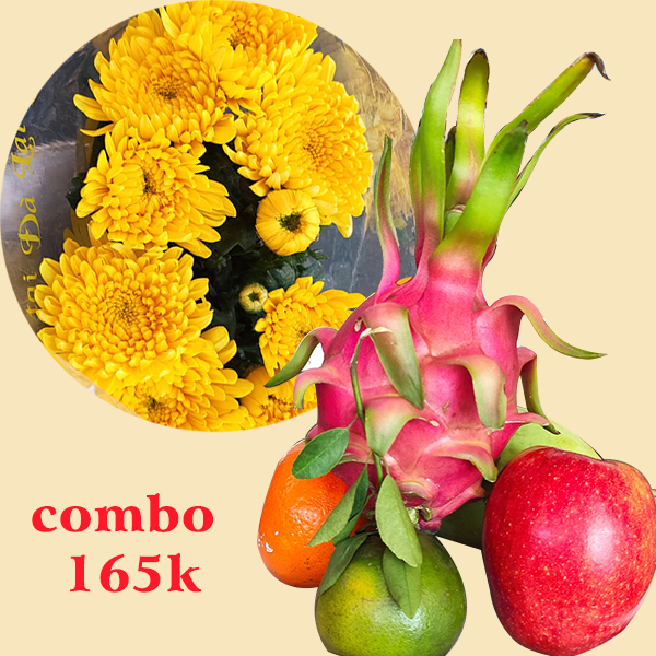 Combo trái cây và hoa cúc vàng
