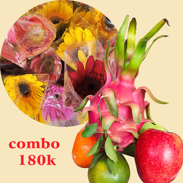 Combo trái cây và hoa đồng tiền