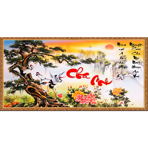 Tranh Dán Tường Thư Pháp Cha Mẹ ĐL38,80x125cm