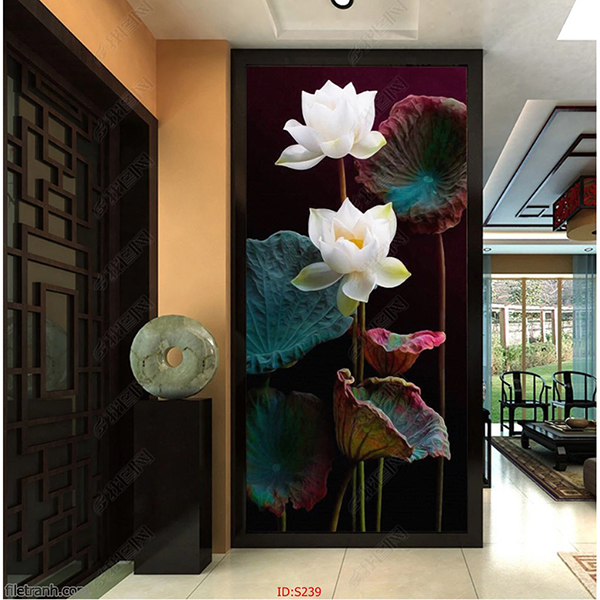 Tranh Treo Tường 3D Hoa Sen Ý HSD4,30x45