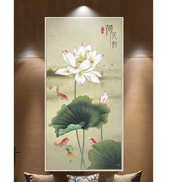 Tranh Treo Tường 3D Hoa Sen Ý HSD9,50x100